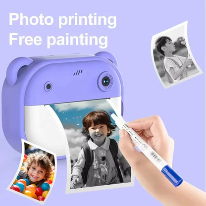 Children Digital Camera Instant Print for Kids Thermal Print Camera Instant Photo Printing Camera Video Toys+32G Memory Card
