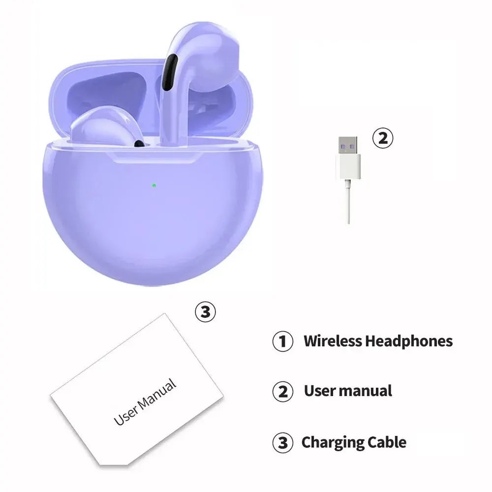 Original Air Pro 6 TWS Wireless Bluetooth Headset 5.3 Headphone Mini Earphone with Mic Charging Box for Xiaomi Iphone Earbuds