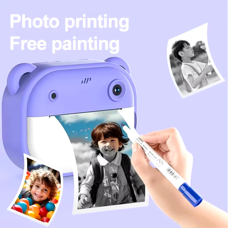 Children Digital Camera Instant Print for Kids Thermal Print Camera Instant Photo Printing Camera Video Toys+32G Memory Card