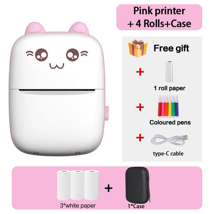 Mini Thermal Printer Wireless BT 200Dpi Label Photo Memo Wrong Question Printing Tag Bluetooth Printer USB Cable Portable
