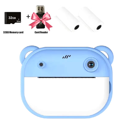 Children Digital Camera Instant Print for Kids Thermal Print Camera Instant Photo Printing Camera Video Toys+32G Memory Card