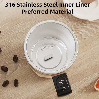 400ML Smart Mixing Cup LED Temperature Display Coffee Cup 316 Stainless Steel Magnetic Temperature Milk Coffee Self Stirring Mug