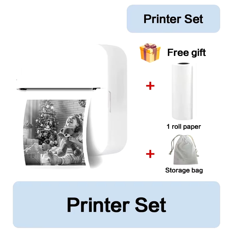 Mini Thermal Printer Wireless BT 200Dpi Label Photo Memo Wrong Question Printing Tag Bluetooth Printer USB Cable Portable