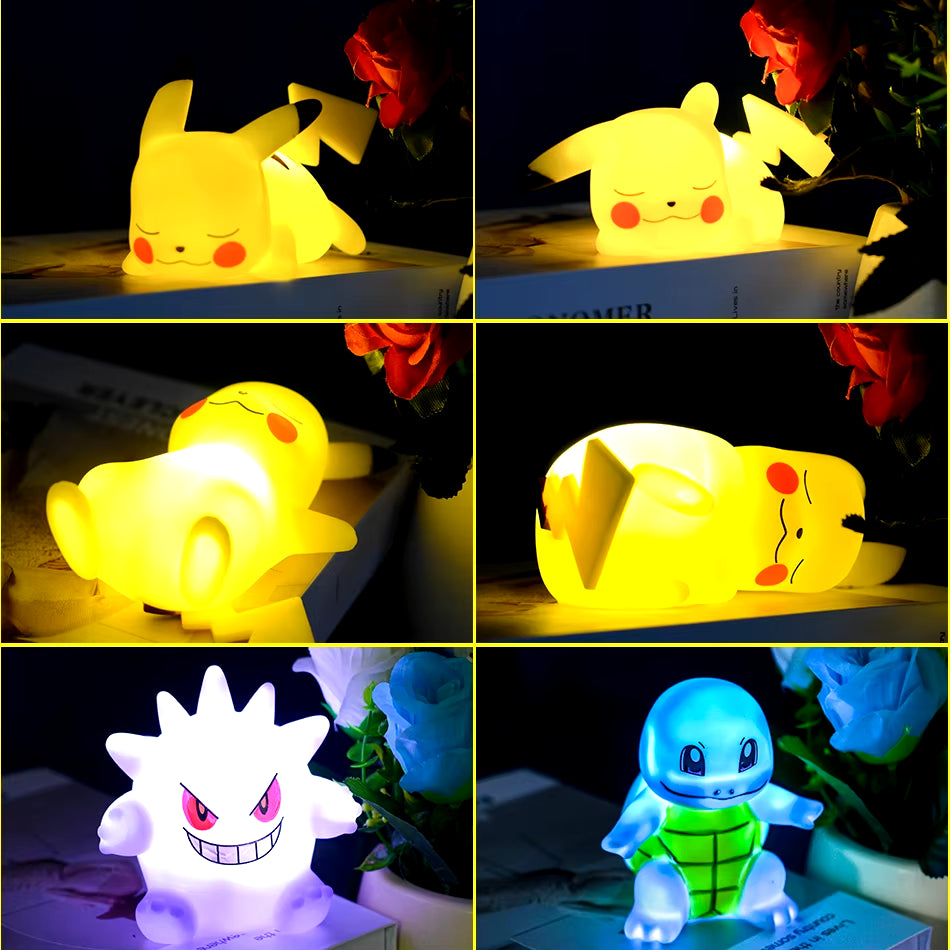New Pokemon Pikachu Night Light Cute Anime Soft Light Bedroom Bedside LED Light Room Decoration Kawaii Dute Desk Decoration